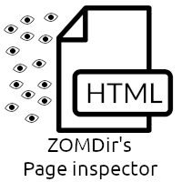 A lot of small stylistic eyes next to an HTML document and the text ZOMDir's Page inspector